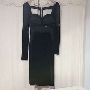 COPY - LA PERLA black velvet and lace evening dress